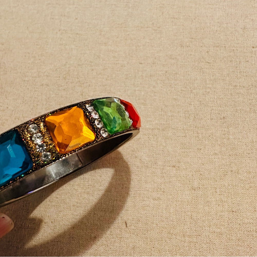 Chamak By Priya | Bracelet | Multicolored Faceted Stones with Crystals - Picture 4 of 6